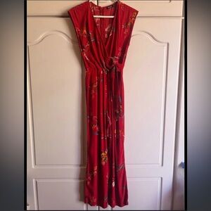 BERSHKA red printed jumpsuit